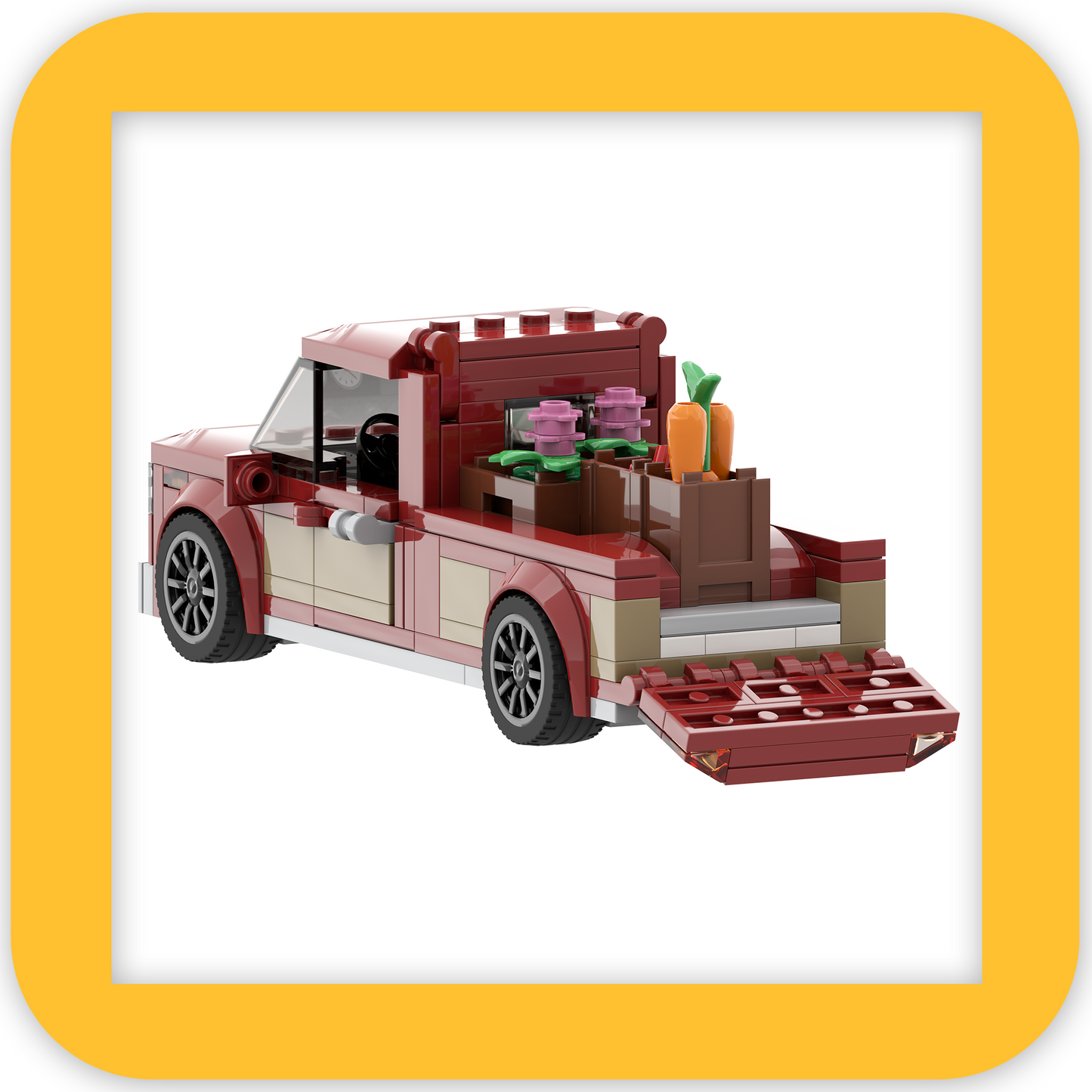 myBrickZ 0004 Roter Pickup mit Marktständen