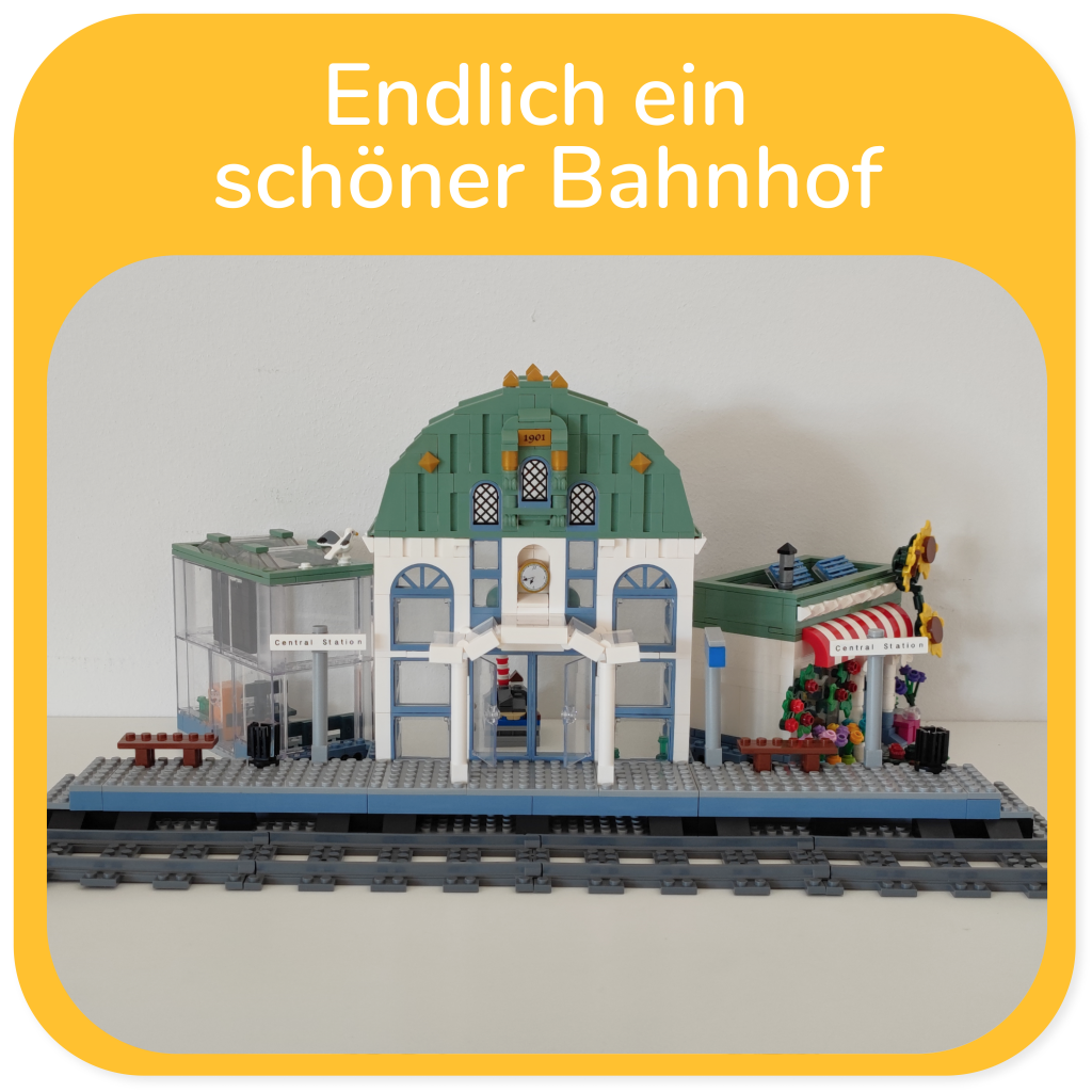 myBrickZ 0001 Großer Bahnhof für Zug, 1120 Bausteine Set