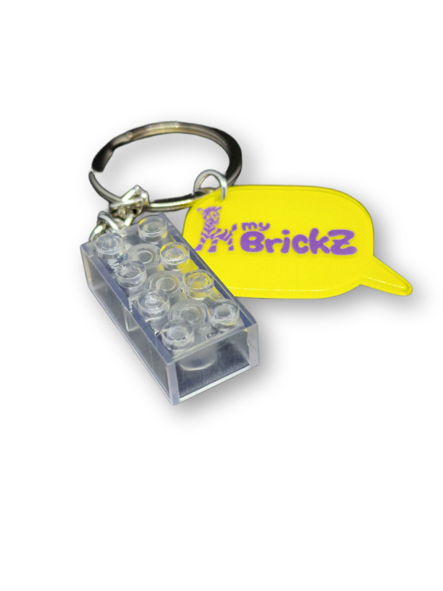 Schlüsselanhänger mit myBrickz violettes Logo