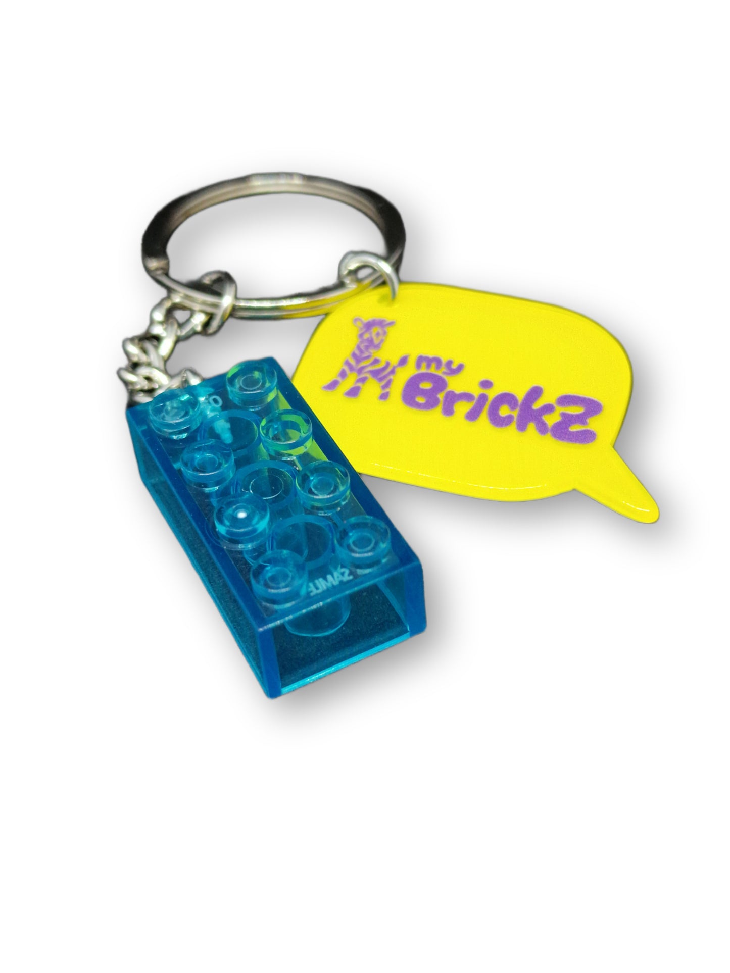 Schlüsselanhänger mit myBrickz violettes Logo