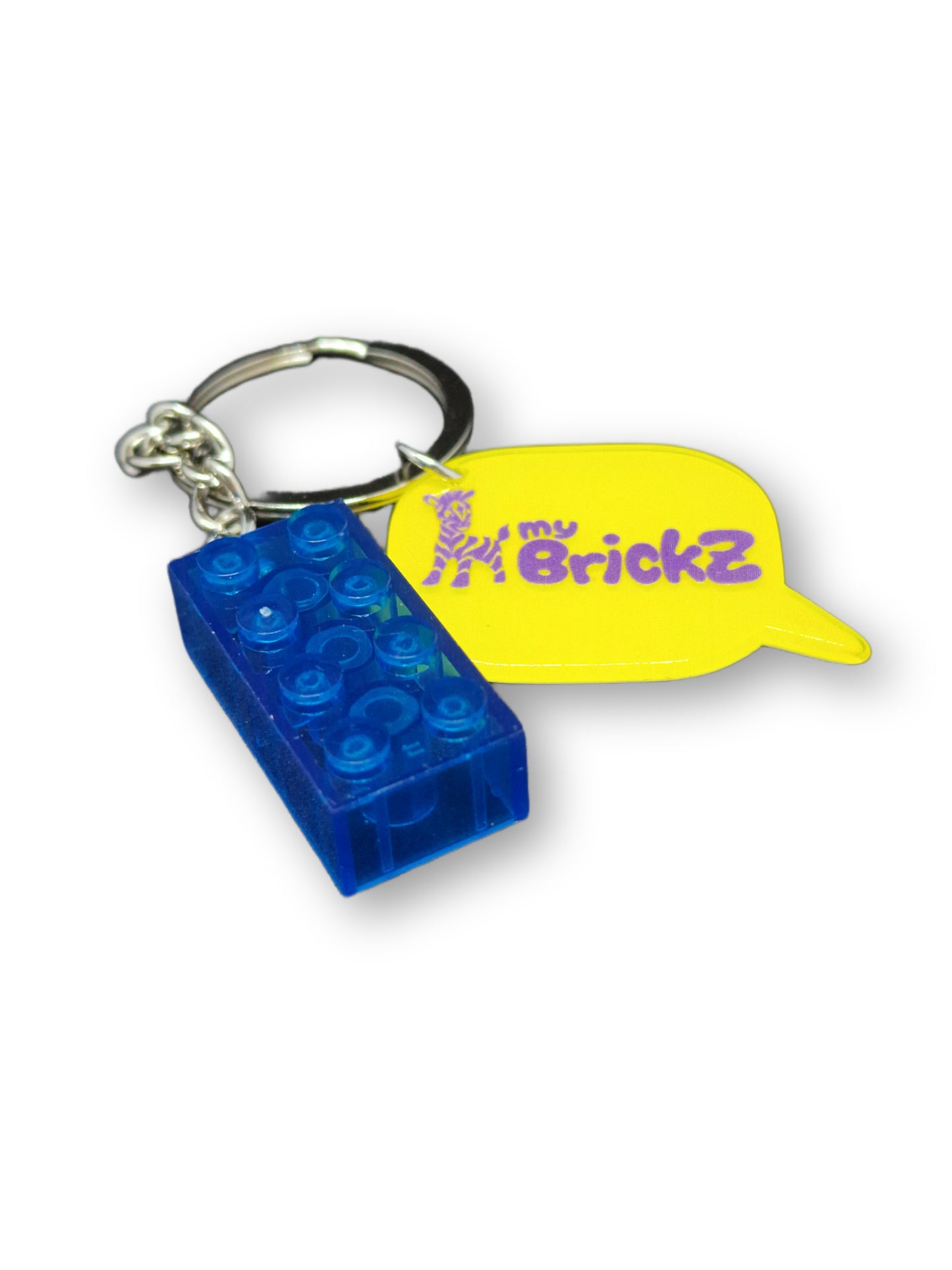 Schlüsselanhänger mit myBrickz violettes Logo
