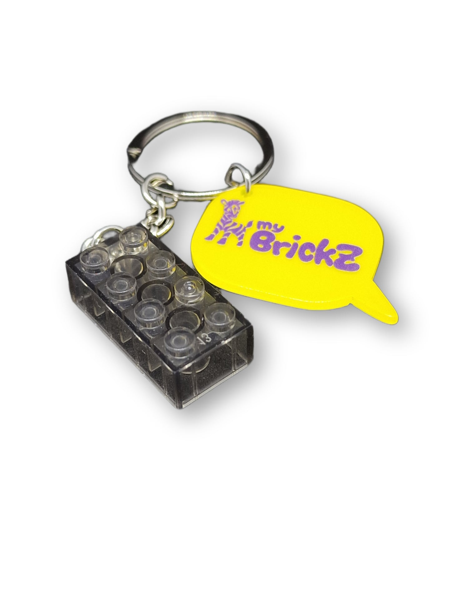 Schlüsselanhänger mit myBrickz violettes Logo