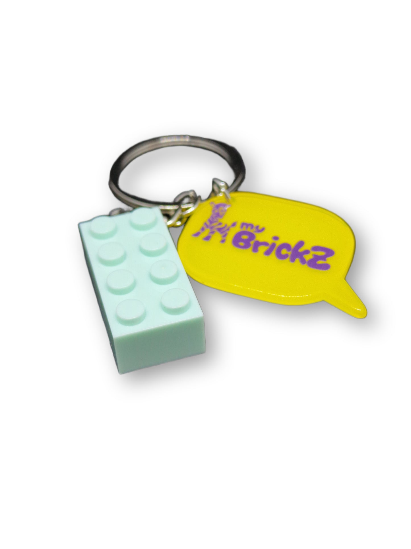 Schlüsselanhänger mit myBrickz violettes Logo