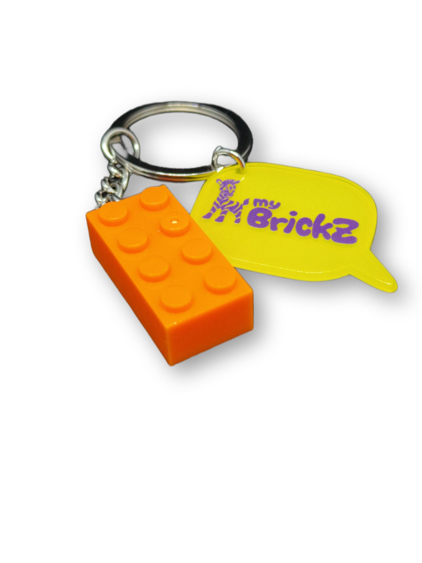 Schlüsselanhänger mit myBrickz violettes Logo
