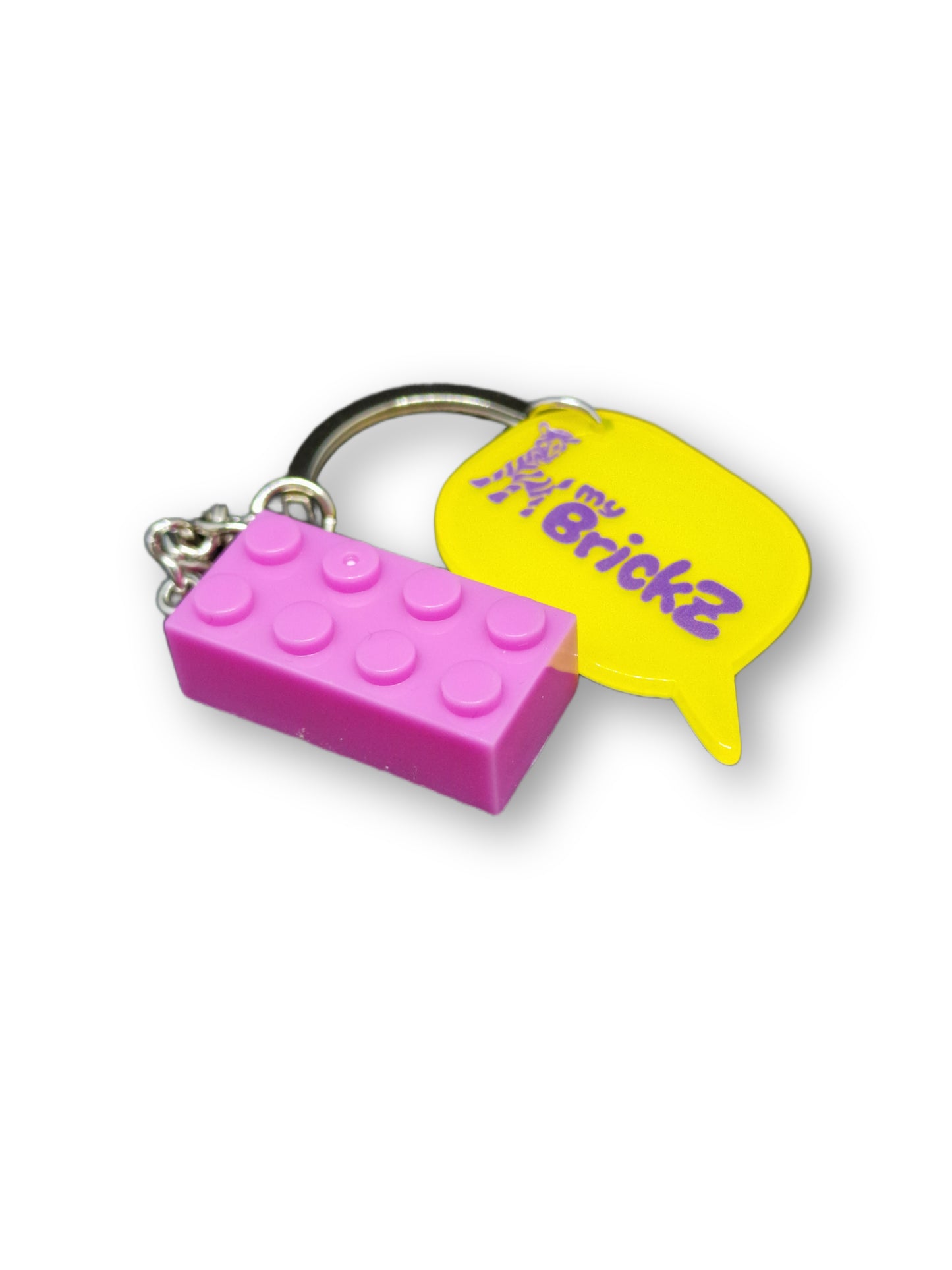 Schlüsselanhänger mit myBrickz violettes Logo