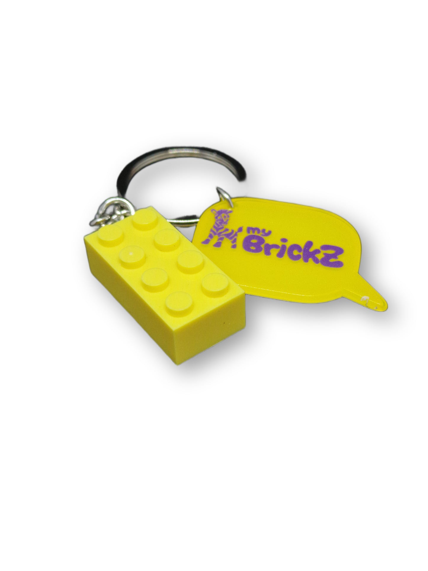 Schlüsselanhänger mit myBrickz violettes Logo