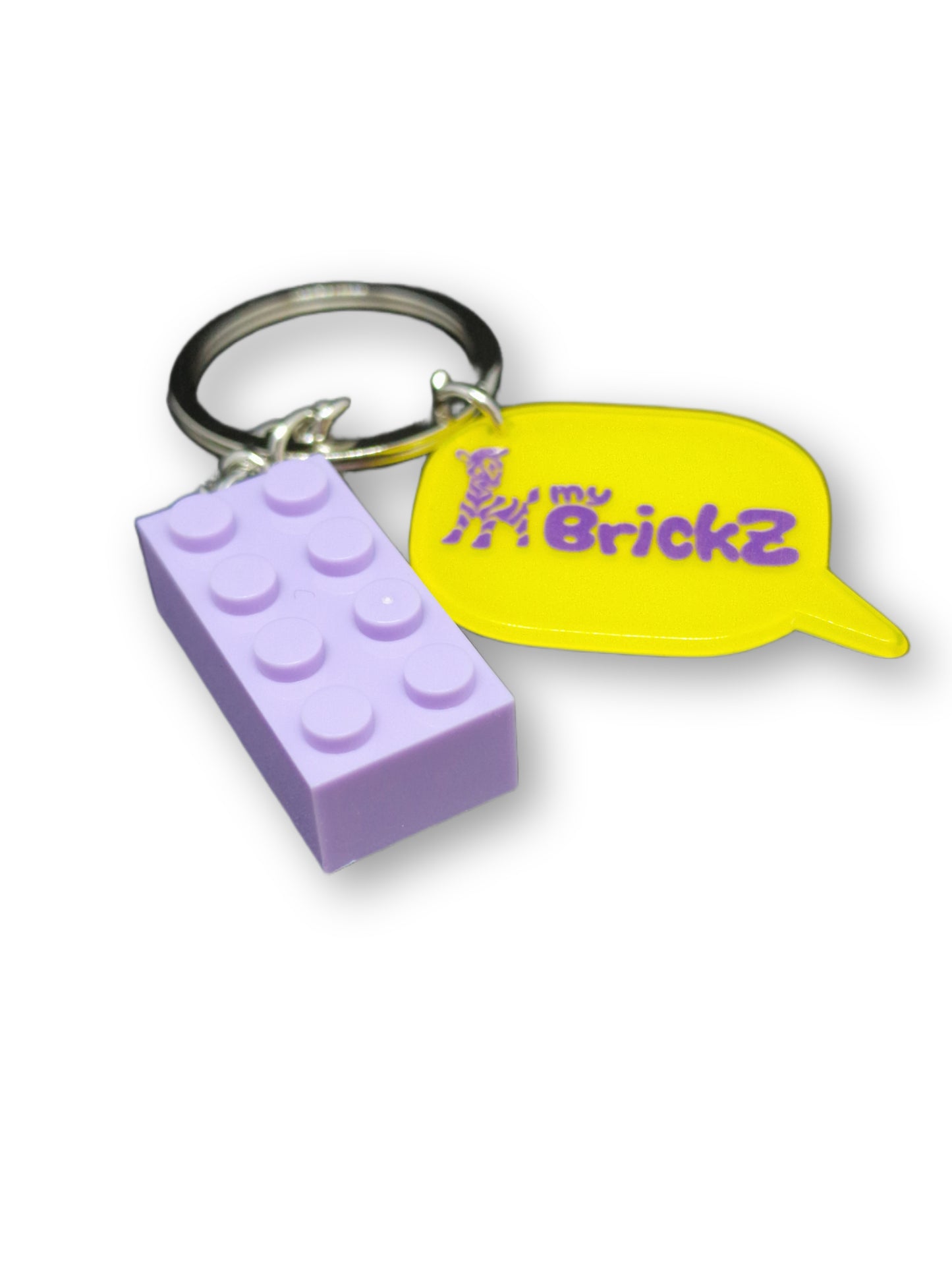 Schlüsselanhänger mit myBrickz violettes Logo