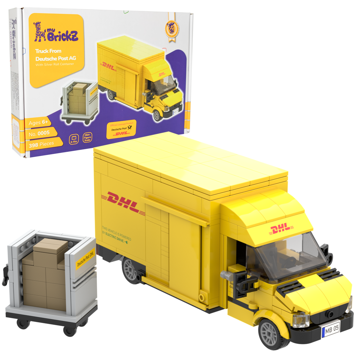 myBrickZ 0005 DHL Deutsche Post Truck mit Rollcontainer