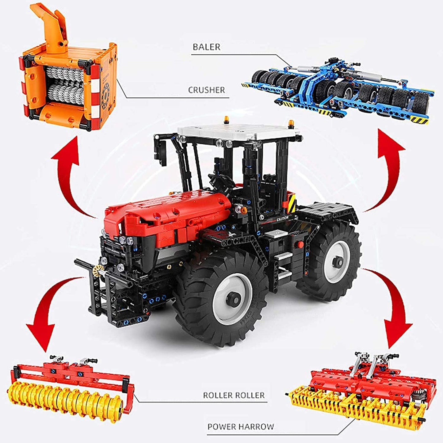 Mould King steuerbarer Traktor mit Anhänger 17020 Klemmbaustein Set