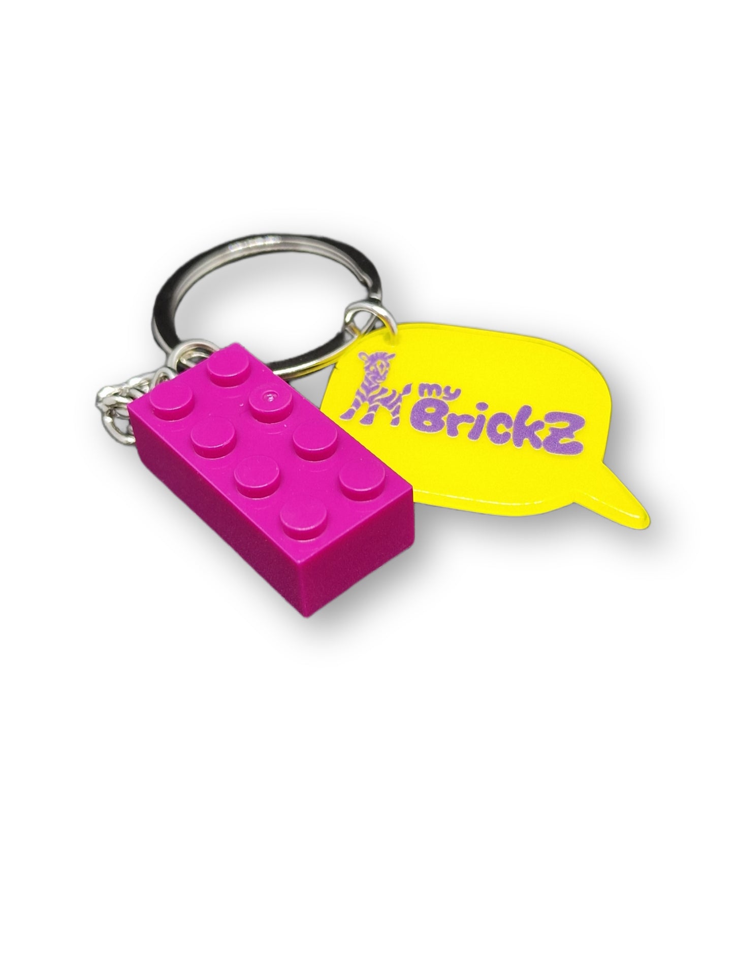 Schlüsselanhänger mit myBrickz violettes Logo