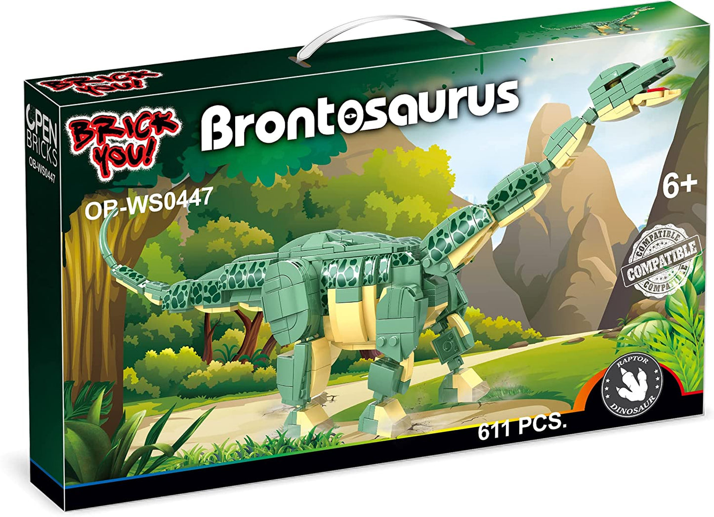 Open Bricks - Brontosaurus Dino Klemmbaustein Set