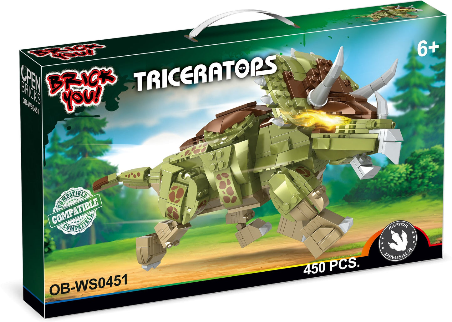 Open Bricks - Triceratops Dino Klemmbaustein Set
